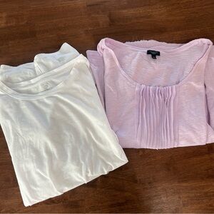 Talbots White and Lilac Short Sleeve Tops